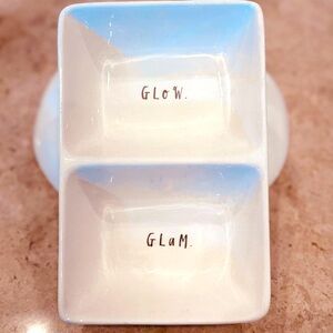 Rae Dunn Chic White Ceramic Divided Dish